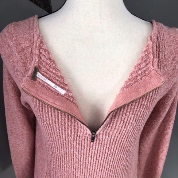 Free People Zipper-back Pullover Sweater Pink Sz XS - Picture 5 of 10